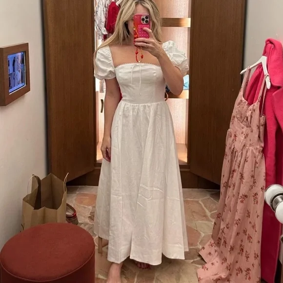 linen dress with lace Bella Linen Dress White  Sunday St Tropez
